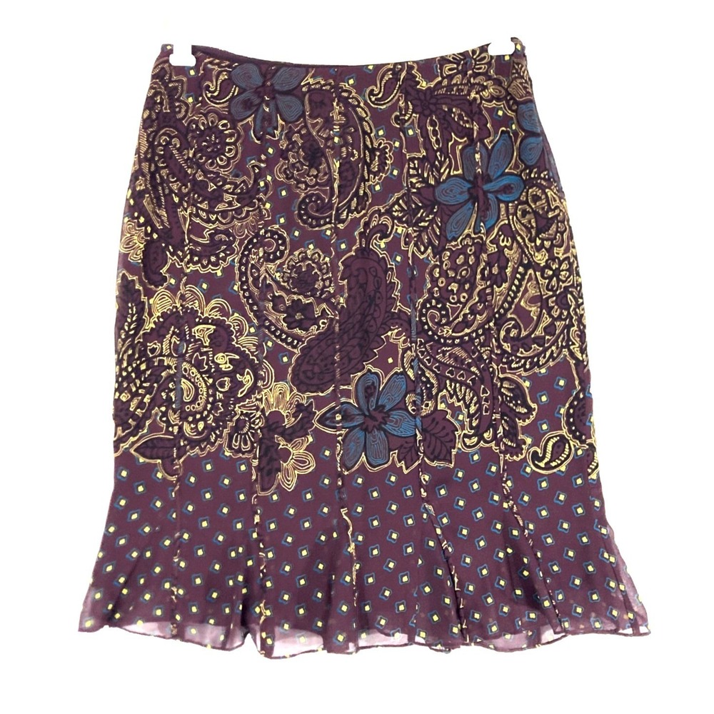 Jones New York Purple Floral Paisley Circle Skirt